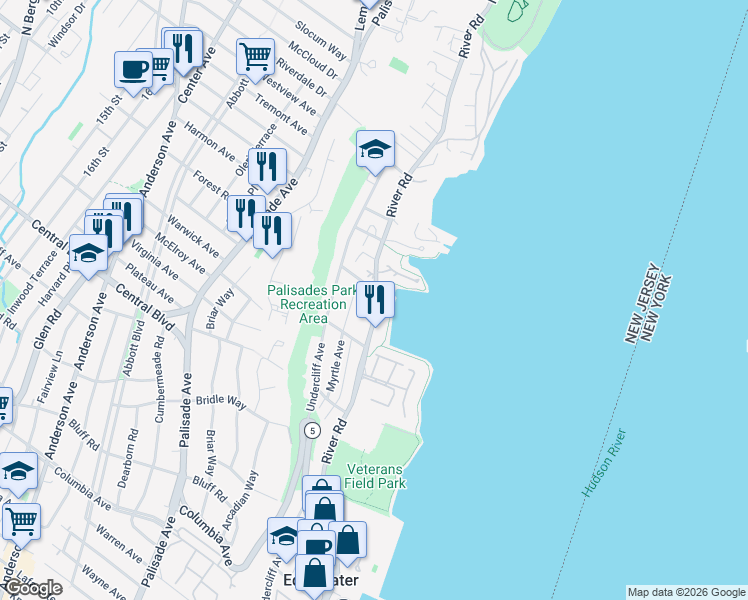 map of restaurants, bars, coffee shops, grocery stores, and more near 20 Sterling Place in Edgewater