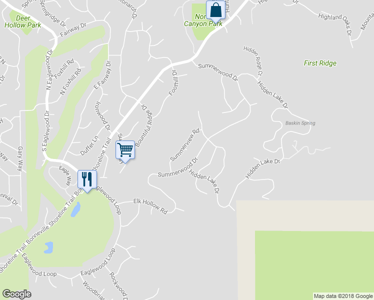 map of restaurants, bars, coffee shops, grocery stores, and more near 4583 Cambridge Court in Bountiful