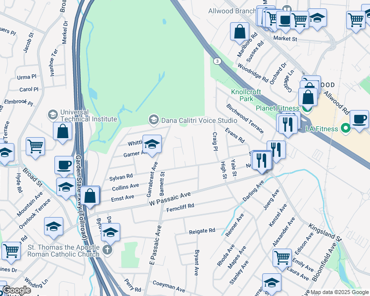 map of restaurants, bars, coffee shops, grocery stores, and more near 32 Pieretti Court in Bloomfield