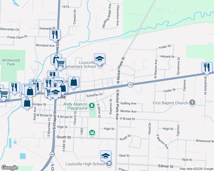 map of restaurants, bars, coffee shops, grocery stores, and more near 215 Brunner Court in Louisville