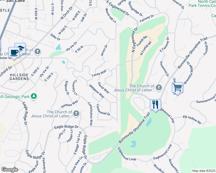 map of restaurants, bars, coffee shops, grocery stores, and more near 767 Lacey Way in North Salt Lake