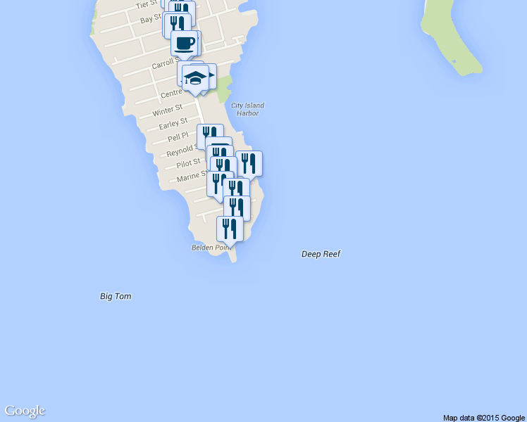 map of restaurants, bars, coffee shops, grocery stores, and more near 175 Belden St in Bronx