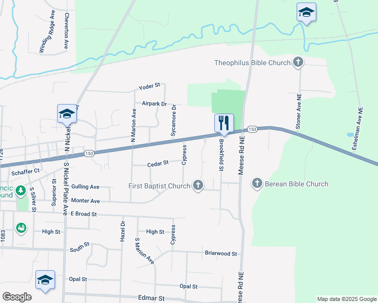 map of restaurants, bars, coffee shops, grocery stores, and more near 120 Cypress in Louisville