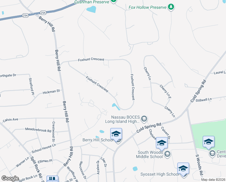 map of restaurants, bars, coffee shops, grocery stores, and more near 255 Foxhunt Crescent South in Syosset