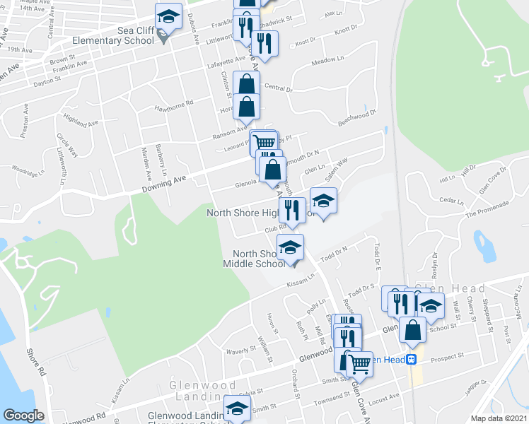 map of restaurants, bars, coffee shops, grocery stores, and more near 9 Harbor Way in Sea Cliff