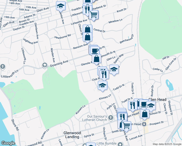 map of restaurants, bars, coffee shops, grocery stores, and more near 9 Harbor Way in Sea Cliff