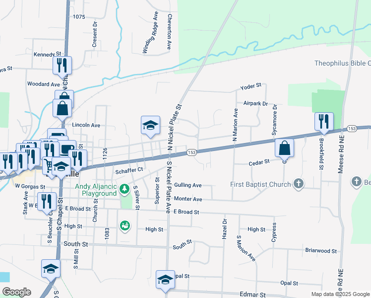 map of restaurants, bars, coffee shops, grocery stores, and more near 1311 East Main Street in Louisville