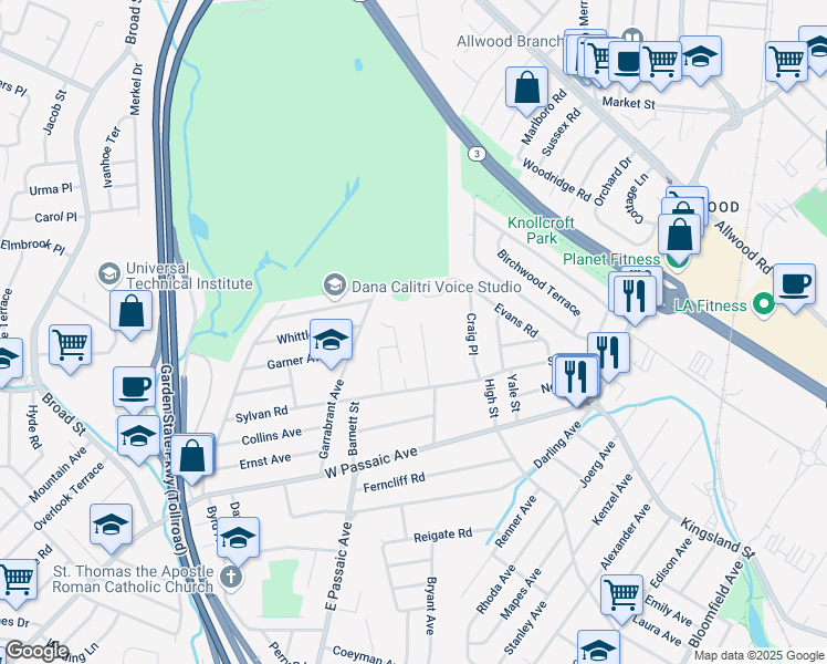 map of restaurants, bars, coffee shops, grocery stores, and more near 32 Pieretti Court in Bloomfield