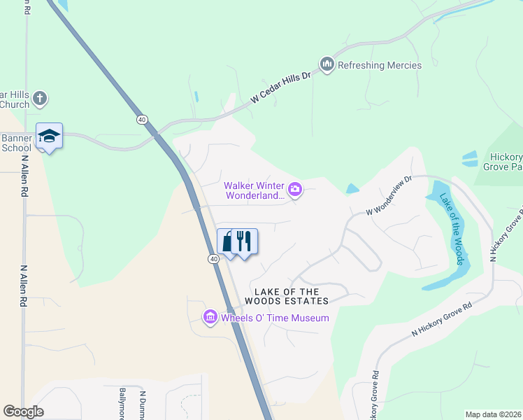 map of restaurants, bars, coffee shops, grocery stores, and more near 1610 West Grandridge Drive in Dunlap