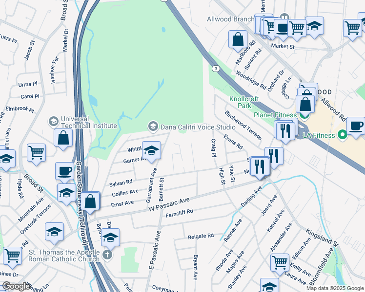map of restaurants, bars, coffee shops, grocery stores, and more near 32 Pieretti Court in Bloomfield