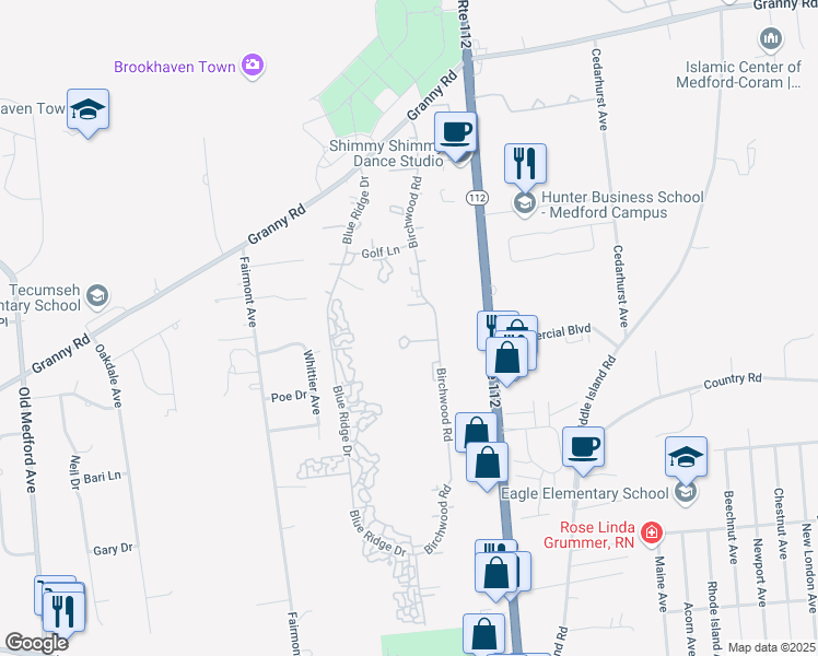 map of restaurants, bars, coffee shops, grocery stores, and more near 237 Birchwood Road in Medford