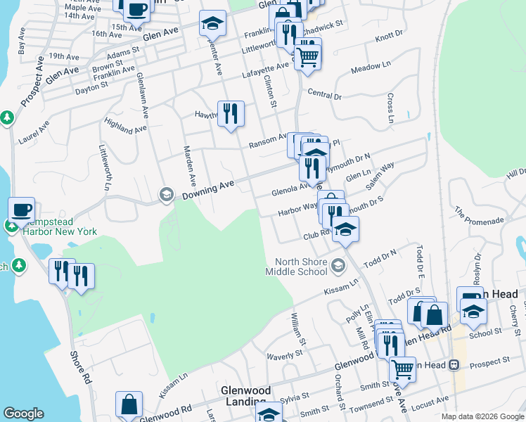 map of restaurants, bars, coffee shops, grocery stores, and more near 437 Carpenter Avenue in Sea Cliff