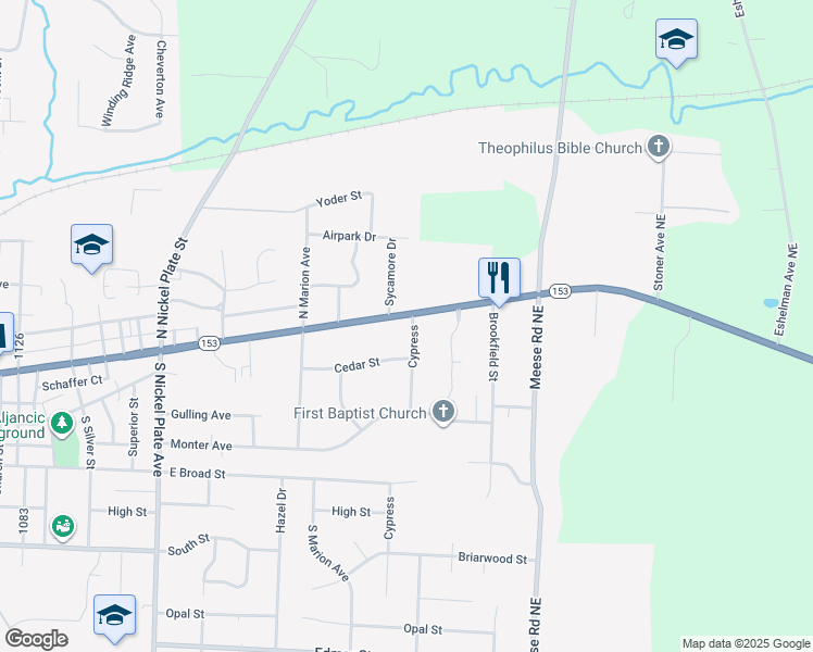 map of restaurants, bars, coffee shops, grocery stores, and more near 120 Cypress in Louisville