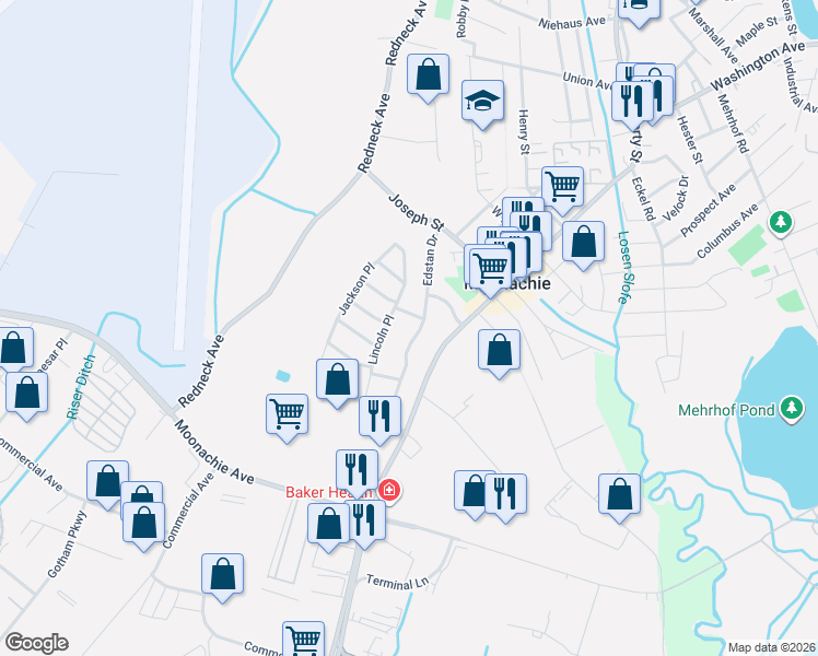 map of restaurants, bars, coffee shops, grocery stores, and more near 19 Lincoln Place in Moonachie