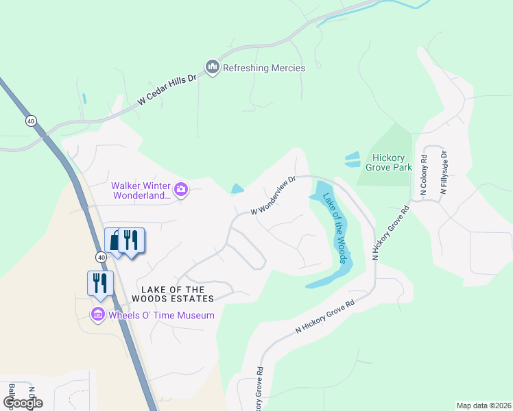 map of restaurants, bars, coffee shops, grocery stores, and more near 1209 West Wonderview Drive in Dunlap