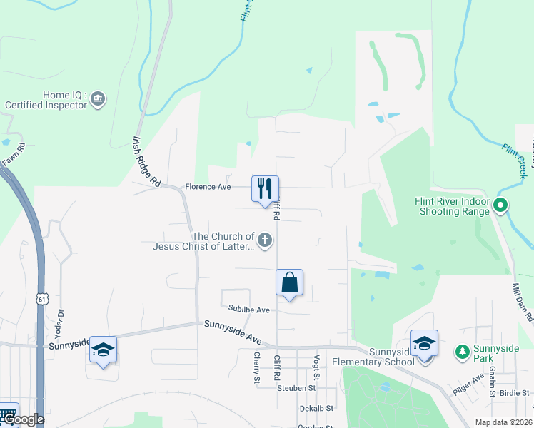 map of restaurants, bars, coffee shops, grocery stores, and more near 2609 Evergreen Drive in Burlington