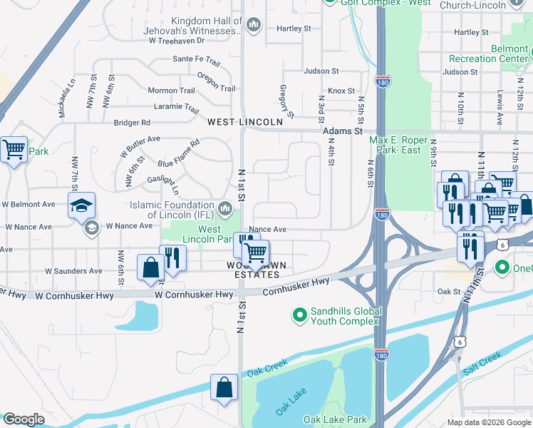 map of restaurants, bars, coffee shops, grocery stores, and more near 227 Belmont Avenue in Lincoln