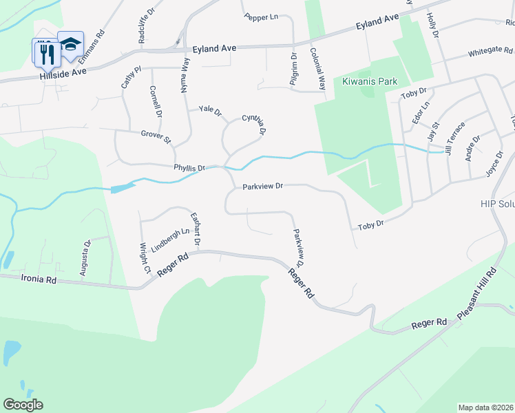 map of restaurants, bars, coffee shops, grocery stores, and more near 30 Parkview Drive in Roxbury Township