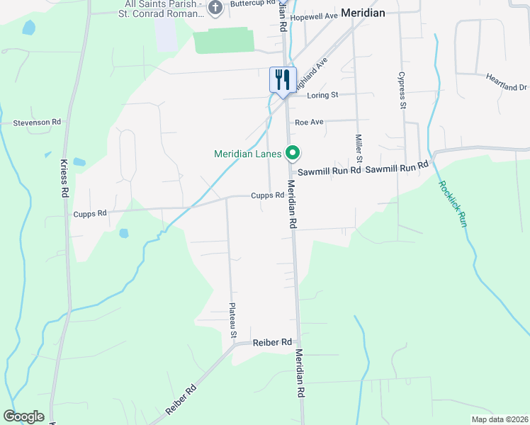 map of restaurants, bars, coffee shops, grocery stores, and more near 123 1/2 Cupps Road in Renfrew