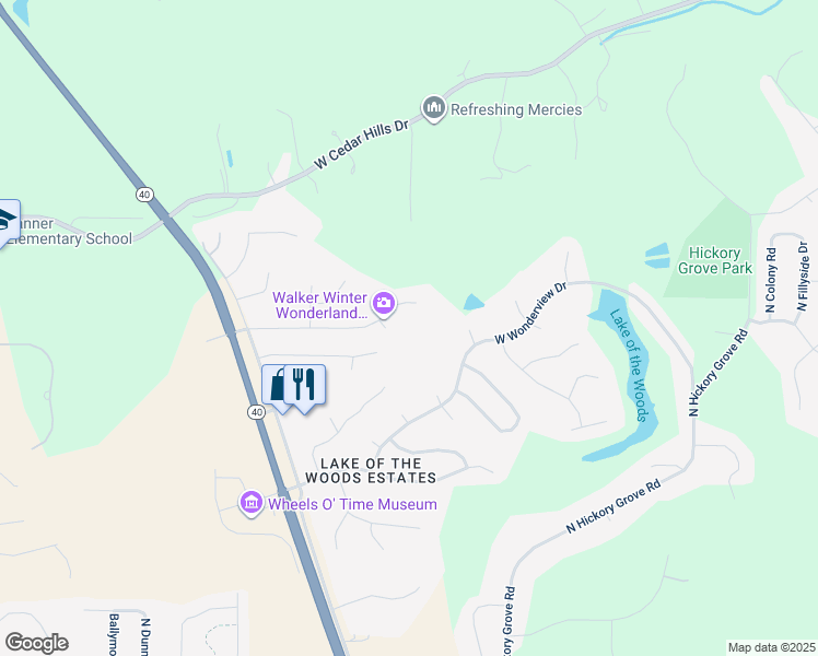 map of restaurants, bars, coffee shops, grocery stores, and more near 1434 West Grandridge Court in Dunlap