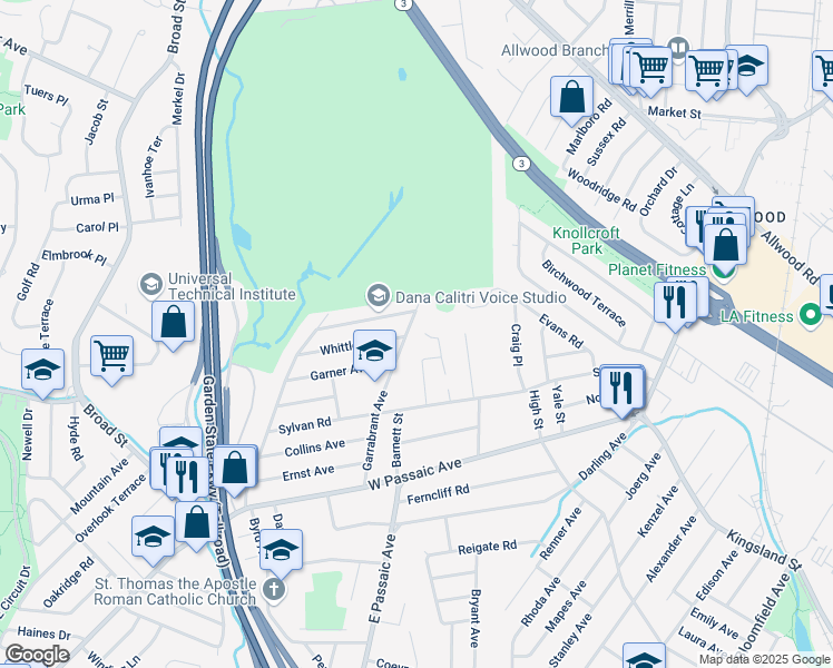 map of restaurants, bars, coffee shops, grocery stores, and more near 123 Garrabrant Avenue in Bloomfield