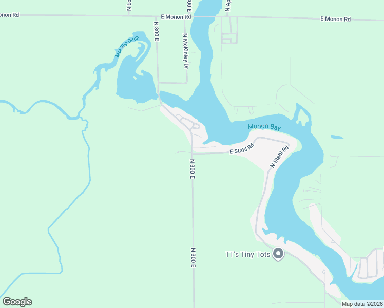 map of restaurants, bars, coffee shops, grocery stores, and more near 3000 East Stahl Road in Monon