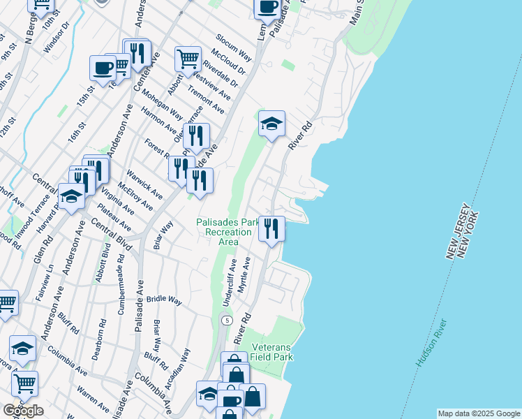 map of restaurants, bars, coffee shops, grocery stores, and more near 20 Sterling Place in Edgewater