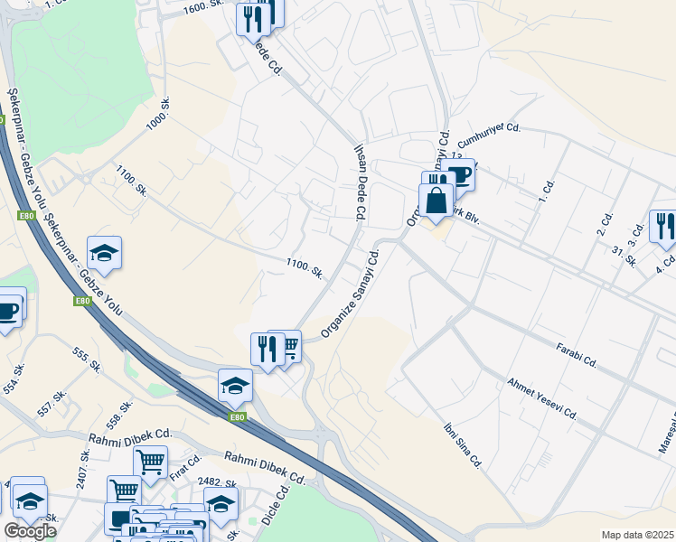 map of restaurants, bars, coffee shops, grocery stores, and more near in 