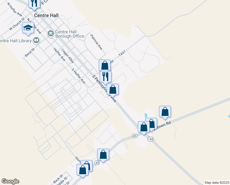 map of restaurants, bars, coffee shops, grocery stores, and more near in Centre Hall
