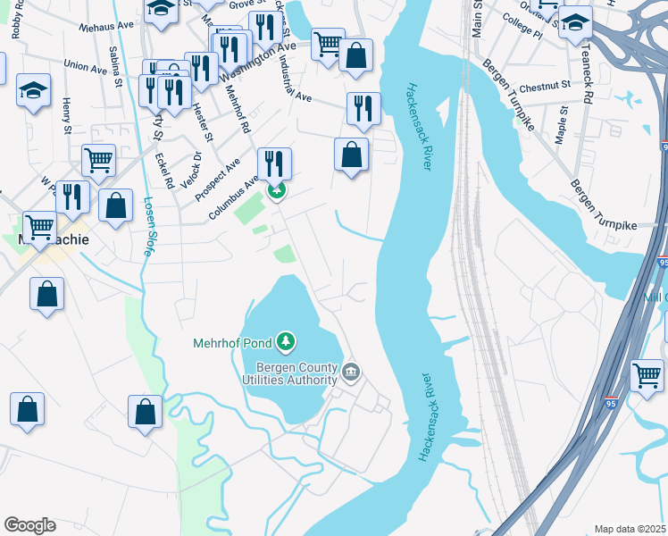 map of restaurants, bars, coffee shops, grocery stores, and more near 6 McCabe Court in Little Ferry