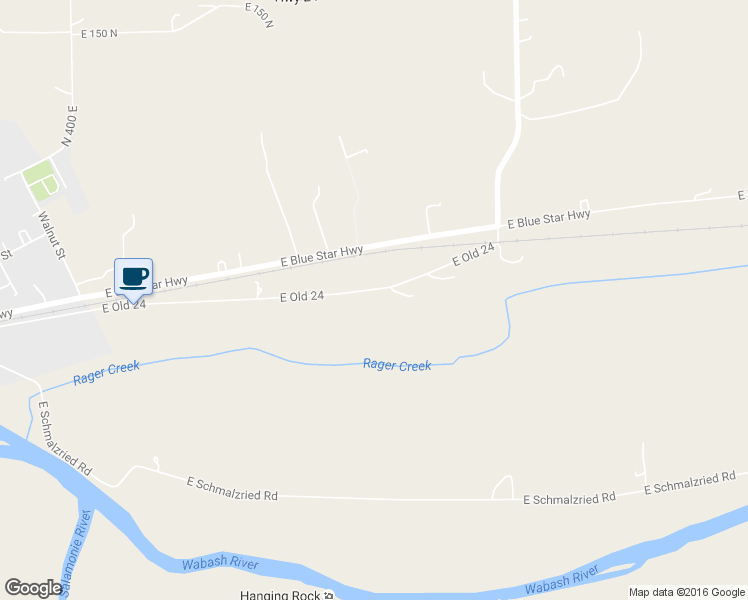 map of restaurants, bars, coffee shops, grocery stores, and more near 4676 East Old 24 in Lagro