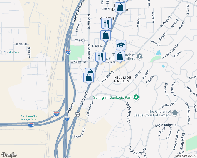 map of restaurants, bars, coffee shops, grocery stores, and more near 37 East Vantage Drive in North Salt Lake