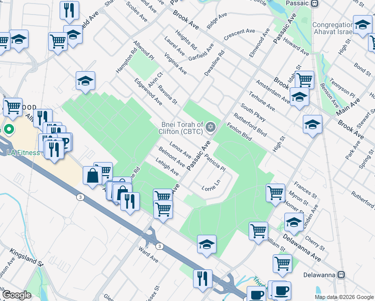map of restaurants, bars, coffee shops, grocery stores, and more near 35 Cresthill Avenue in Clifton