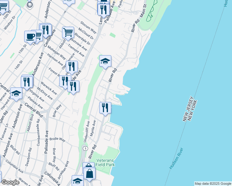 map of restaurants, bars, coffee shops, grocery stores, and more near 1 Vela Way in Edgewater