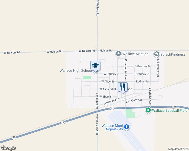 map of restaurants, bars, coffee shops, grocery stores, and more near 151 North Wallace Road in Wallace