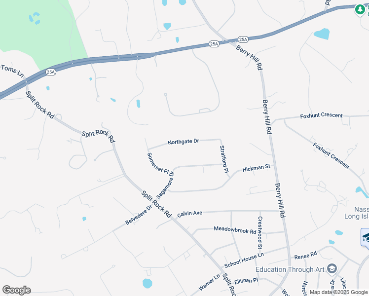 map of restaurants, bars, coffee shops, grocery stores, and more near 65 Northgate Drive in Syosset