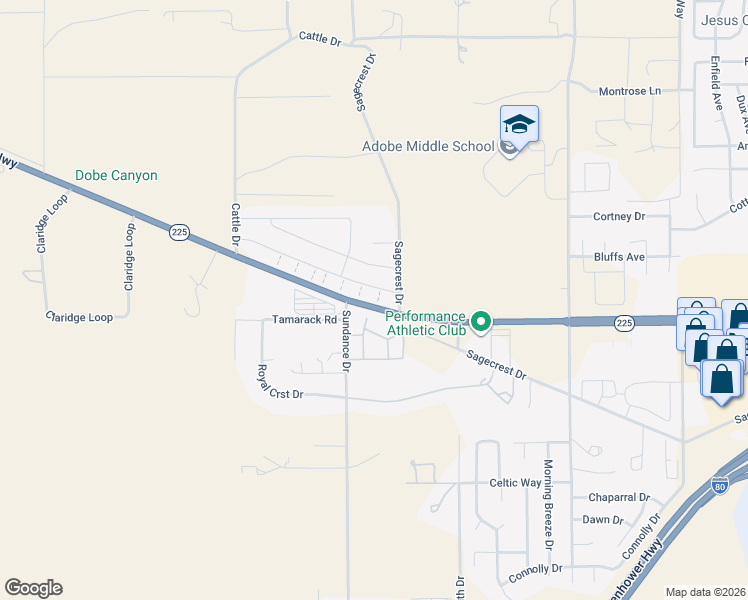 map of restaurants, bars, coffee shops, grocery stores, and more near 355 Autumn Colors Drive in Elko