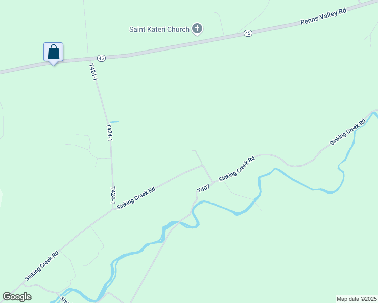 map of restaurants, bars, coffee shops, grocery stores, and more near 523 Sinking Creek Road in Spring Mills