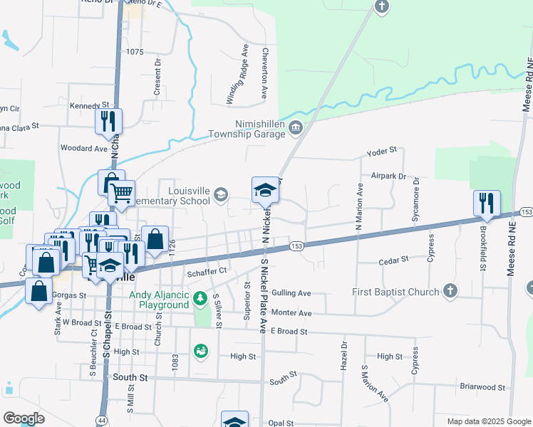map of restaurants, bars, coffee shops, grocery stores, and more near 415 North Nickel Plate Street in Louisville