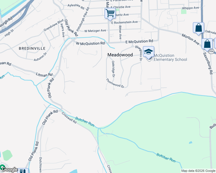 map of restaurants, bars, coffee shops, grocery stores, and more near 102 Fairlane Drive in Butler