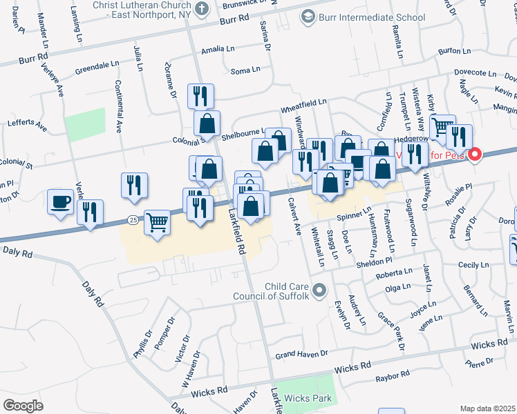 map of restaurants, bars, coffee shops, grocery stores, and more near 5052-5062 Jericho Turnpike in Commack