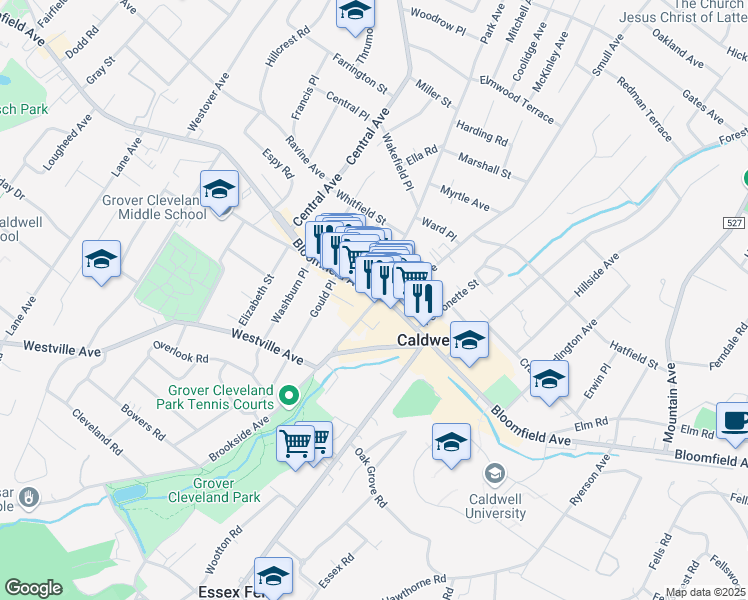 map of restaurants, bars, coffee shops, grocery stores, and more near 7 Smull Avenue in Caldwell