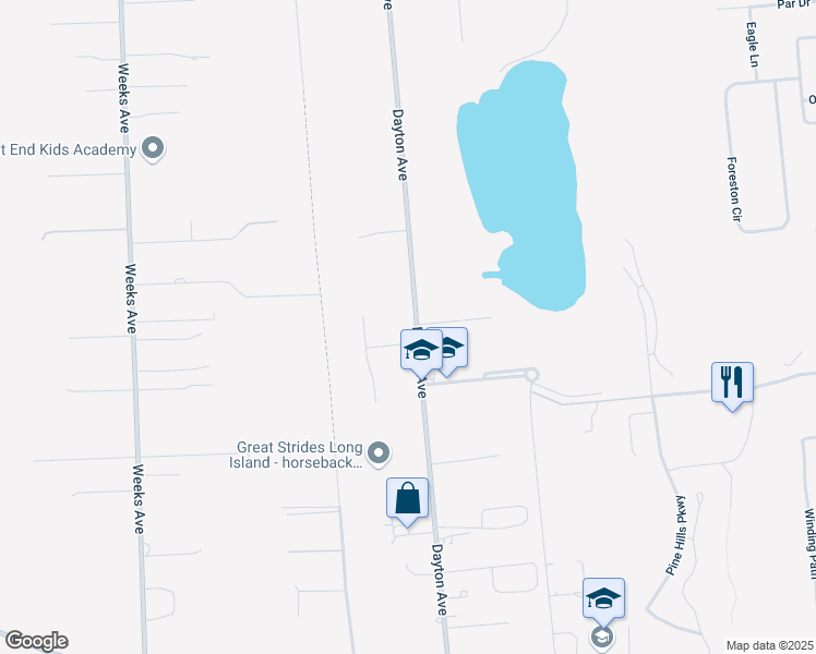 map of restaurants, bars, coffee shops, grocery stores, and more near 1 Maria Court in Manorville