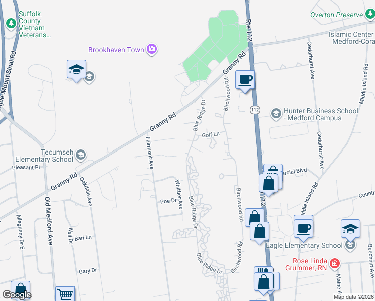 map of restaurants, bars, coffee shops, grocery stores, and more near 768 Blue Ridge Drive in Medford