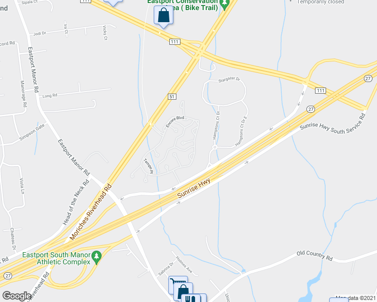 map of restaurants, bars, coffee shops, grocery stores, and more near 114 Overture Place in Eastport