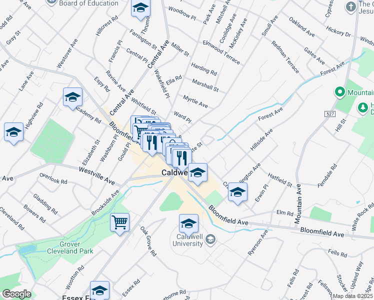 map of restaurants, bars, coffee shops, grocery stores, and more near 23 Personette Street in Caldwell