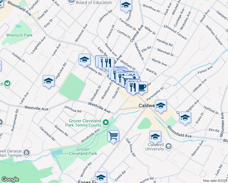map of restaurants, bars, coffee shops, grocery stores, and more near 11 Gould Place in Caldwell