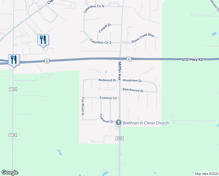 map of restaurants, bars, coffee shops, grocery stores, and more near 2362 Magnolia Drive in Ashland