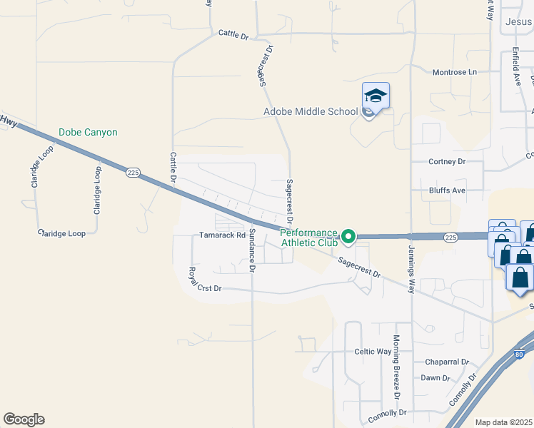 map of restaurants, bars, coffee shops, grocery stores, and more near 355 Autumn Colors Drive in Elko