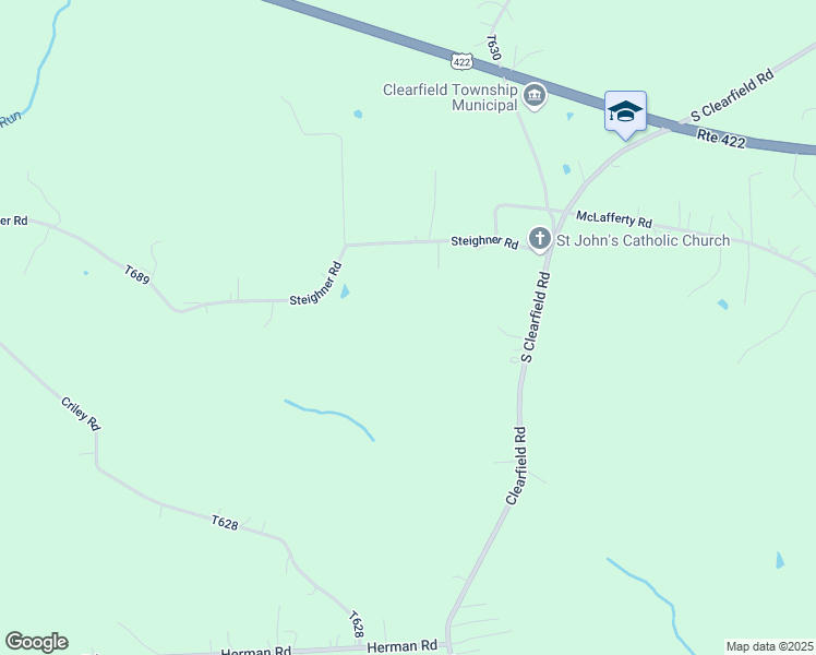map of restaurants, bars, coffee shops, grocery stores, and more near 215 Steighner Road in Fenelton
